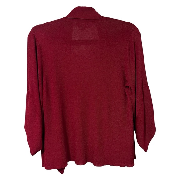Eileen Fisher Open Front Viscose & Nylon Cardigan Red Size Medium - Picture 2 of 9